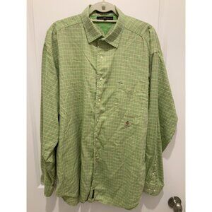 Tommy Hilfiger Button Up Shirt XL Men's Long Sleeve Green Check Pattern